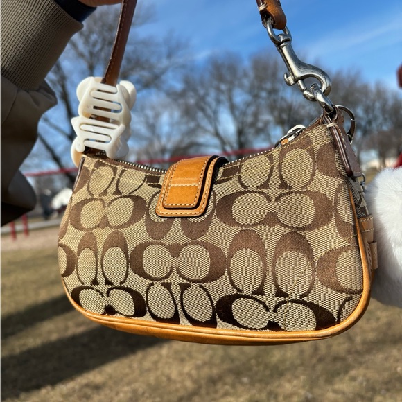 Coach Brown and Tan Handbag with White Accents - Picture 5 of 10